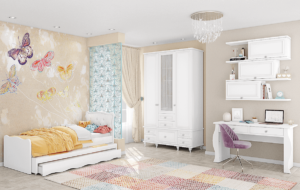 חדר ילדים שלם הכולל ארון, ספריה ומיטה, במידות וצבעים לבחירתכם – דגם לני