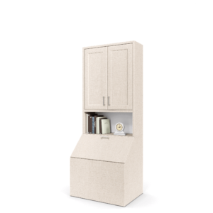 ארונית אחסון הכוללת מיני-ארון 2 דלתות, מדף תצוגה, ותא אחסון נסגר – דגם ליאם