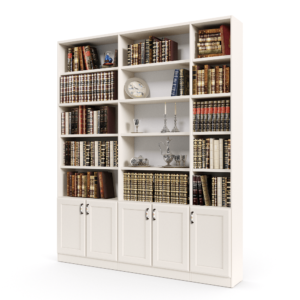 ספריית קודש הכוללת 15 חללי אחסון פתוחים בתוספת 5 דלתות עץ תחתונות – דגם רם בלי זכוכית 5