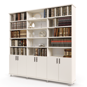 ספריית קודש הכוללת 15 חללי אחסון פתוחים ו- 6 דלתות עץ תחתונות לאחסון – דגם LOTOS WITHOUT GLASS 6